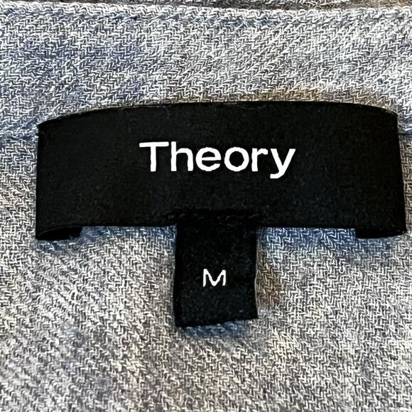 Theory Medium Blue Long-Sleeve Pleated Tunic Top - Picture 7 of 7